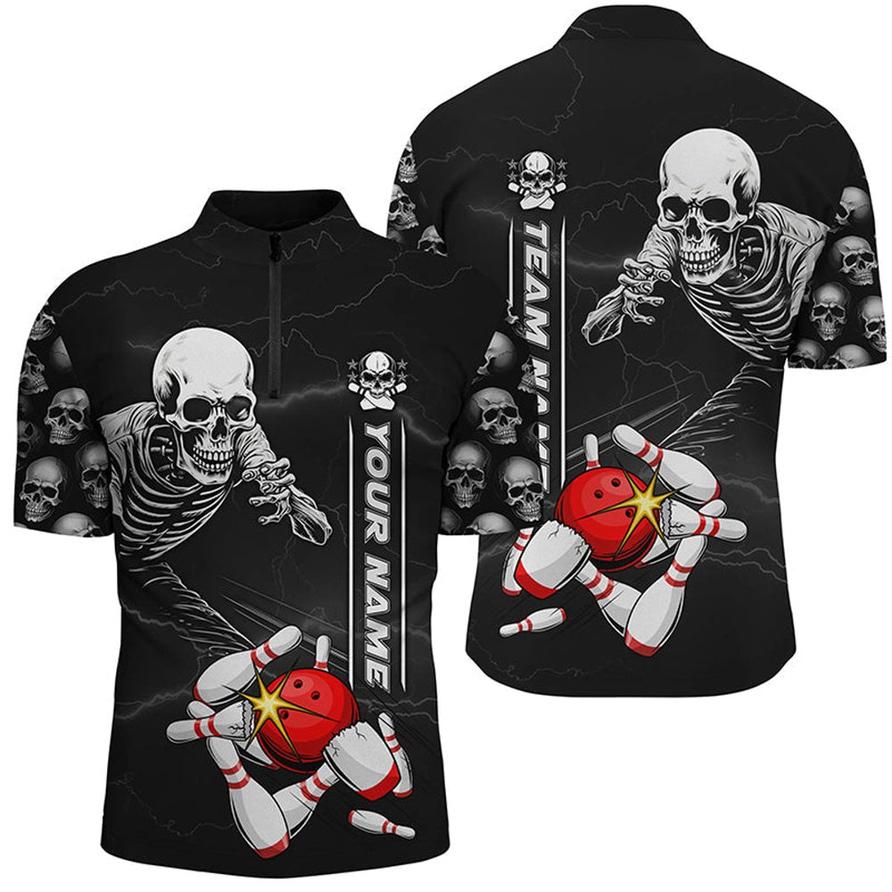 Custom Skull Bowling Jersey Shirtunisex Halloween Skeleton Team Bowling Shirts, Bowling Jersey Shirt