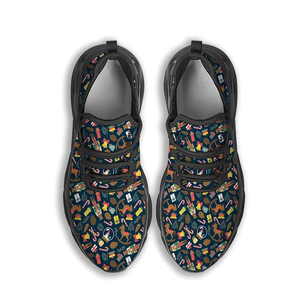 Decorations Christmas Print Pattern Black Max Soul Shoes, Christmas Sneakers, Christmas Shoes, Christmas Clunky Sneaker