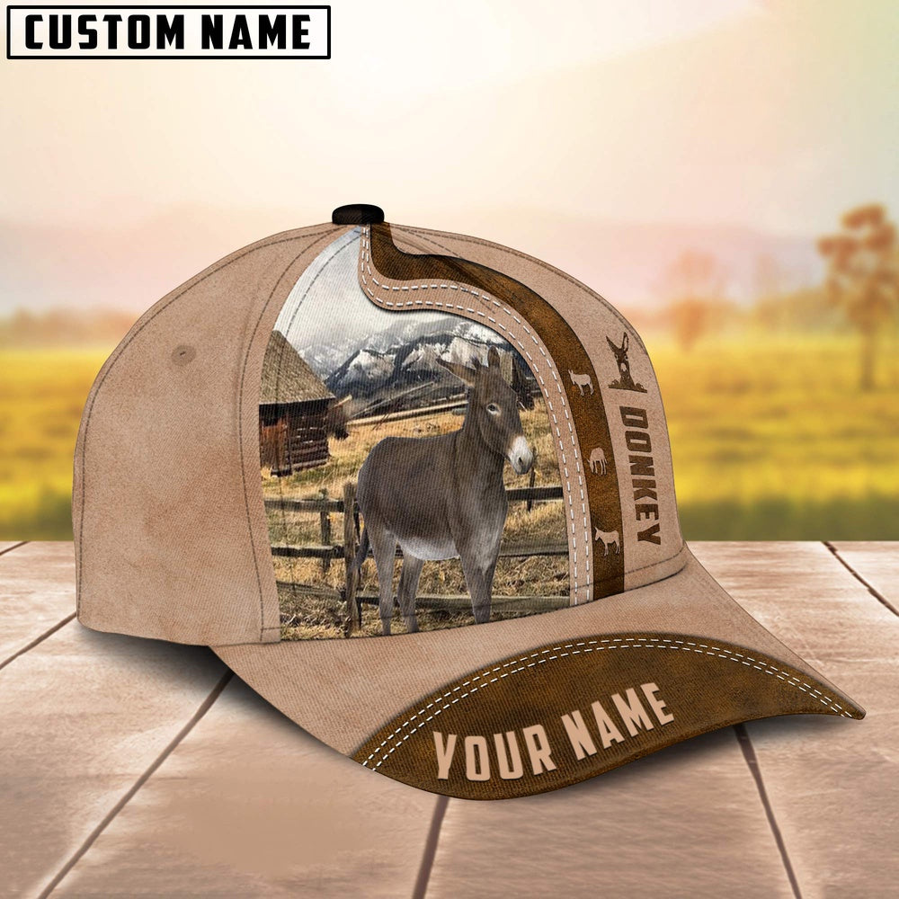 Donkey Custom Name Light Brown Cap, Farmer Cap, Vintage Farmer Hat, Mens Farmer Hats, Cap For Farmers