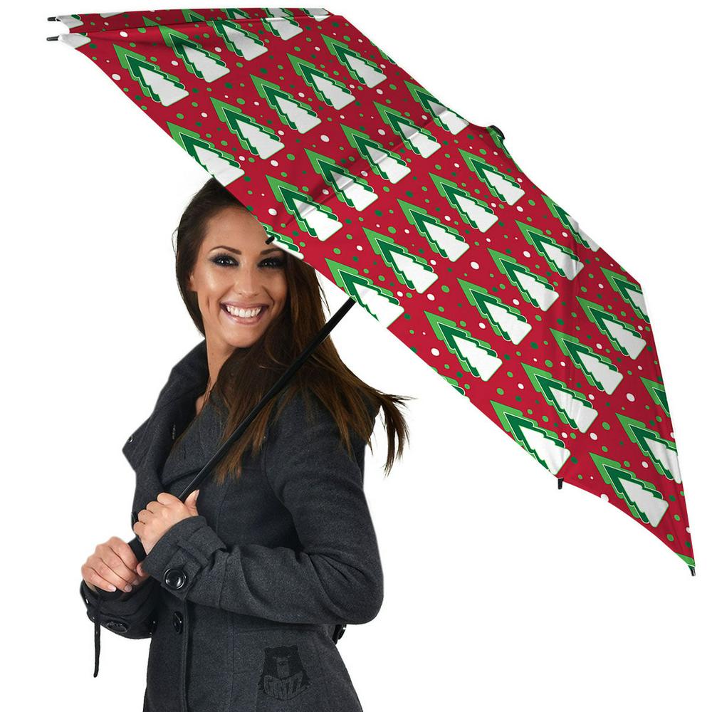 Dots Merry Christmas Print Pattern Umbrella, Christmas Umbrella, Xmas Umbrella