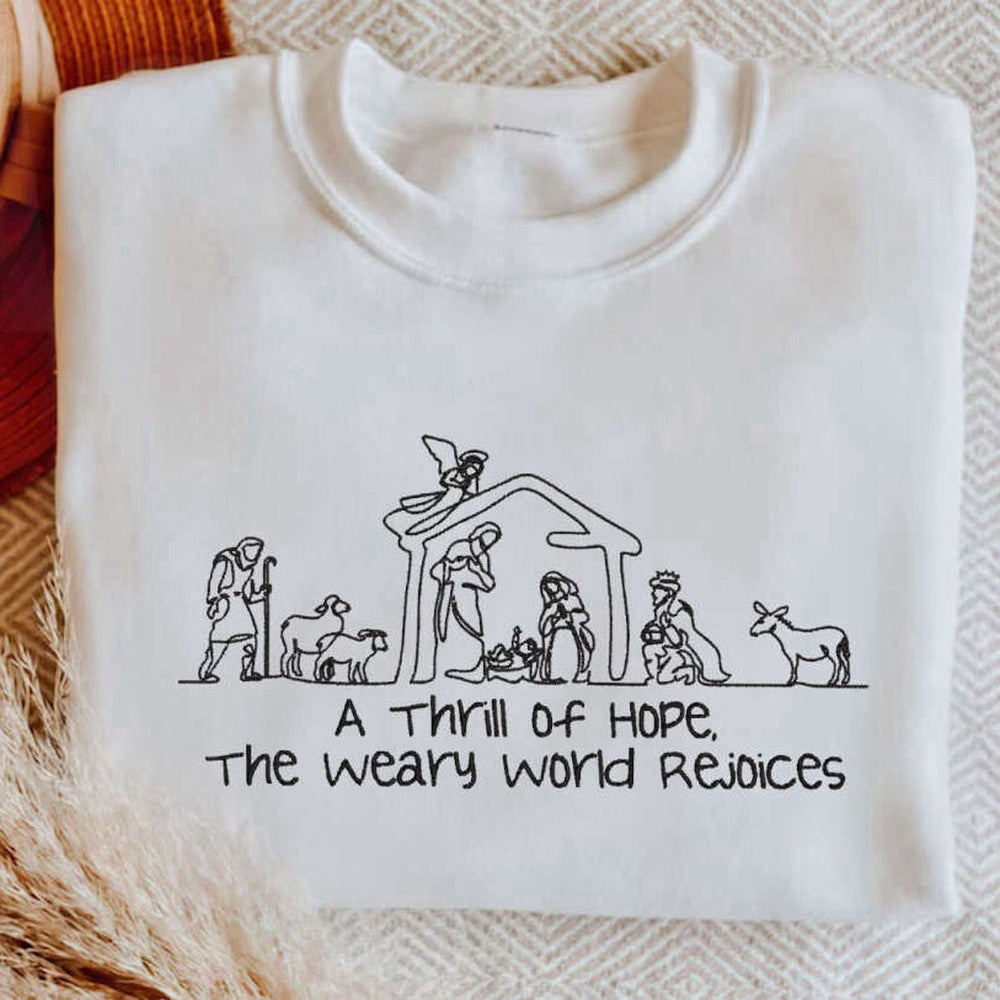Embroidered Nativity Sweatshirt, Nativity Scene Sweater Gift For Christmas, Christmas Embroidered, Christmas Gifts