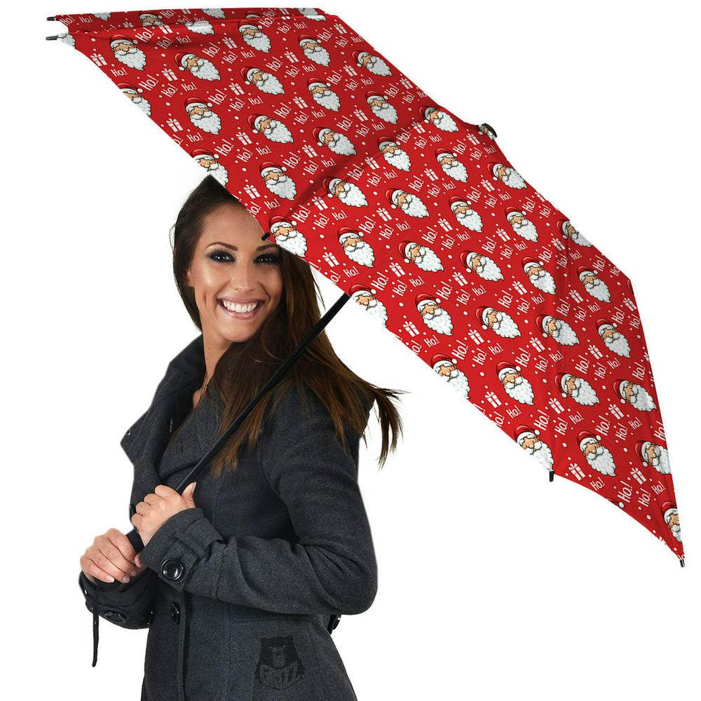 Emoji Christmas Print Pattern Umbrella, Christmas Umbrella, Xmas Umbrella