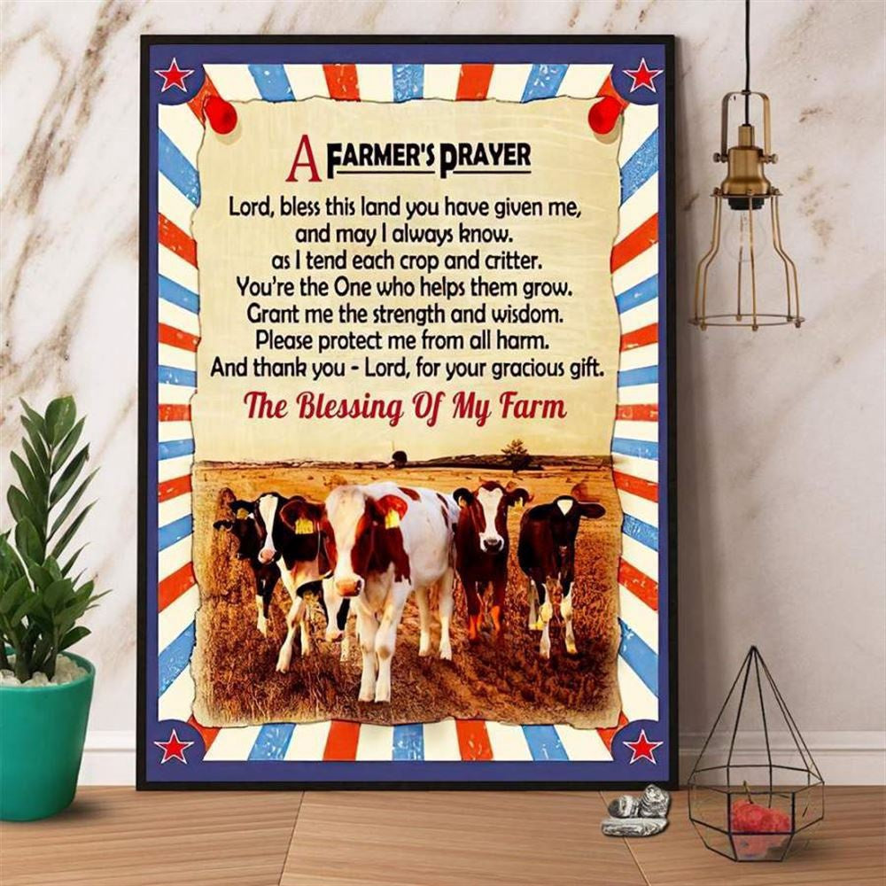Farm Canvas, A Farmer's Prayer Cow Canvas, Farm Wall Art, Farm Art Decor
