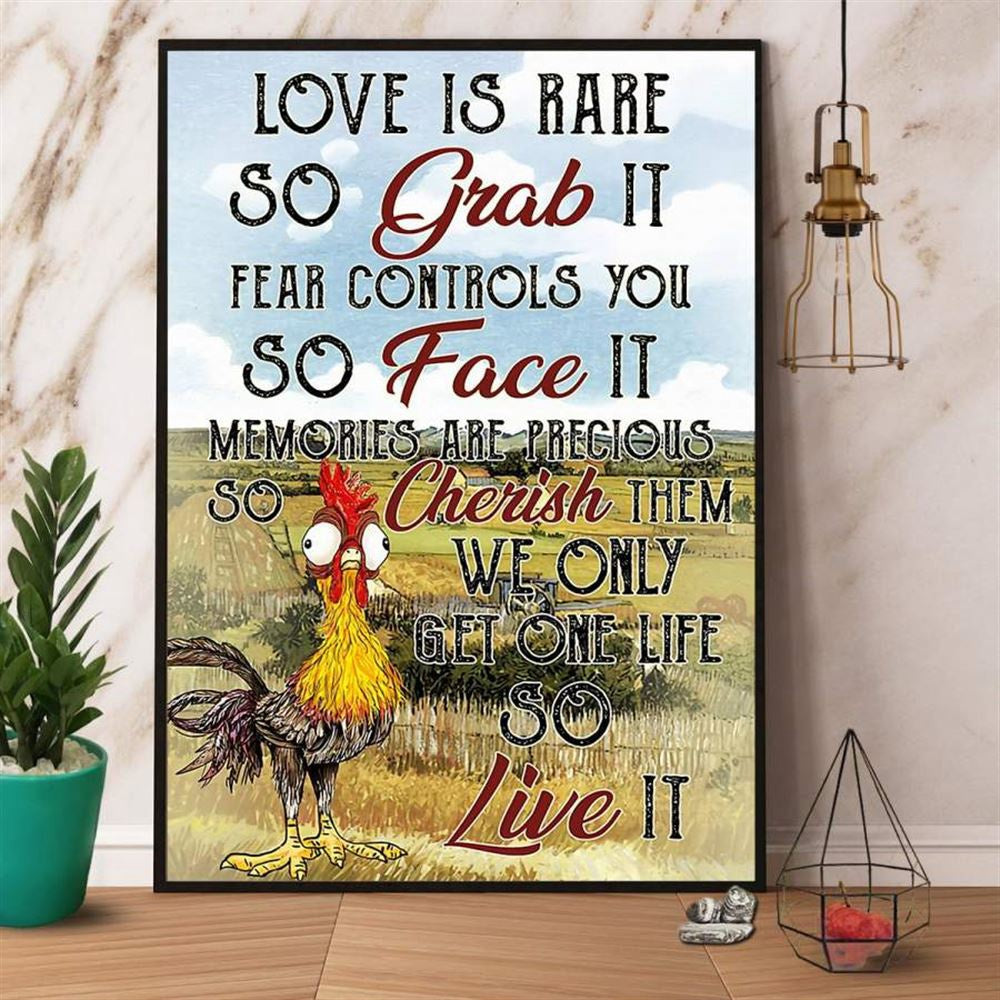 Farm Canvas, Chicken Love Is Rare So Grab It Farmer Canvas, Farm Wall Art, Farm Art Decor