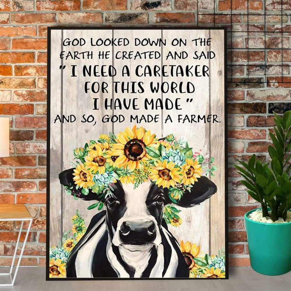 Farm Canvas, Farm Cow I Need A Caretaker For This World Canvas, Farm Wall Art, Farm Art Decor