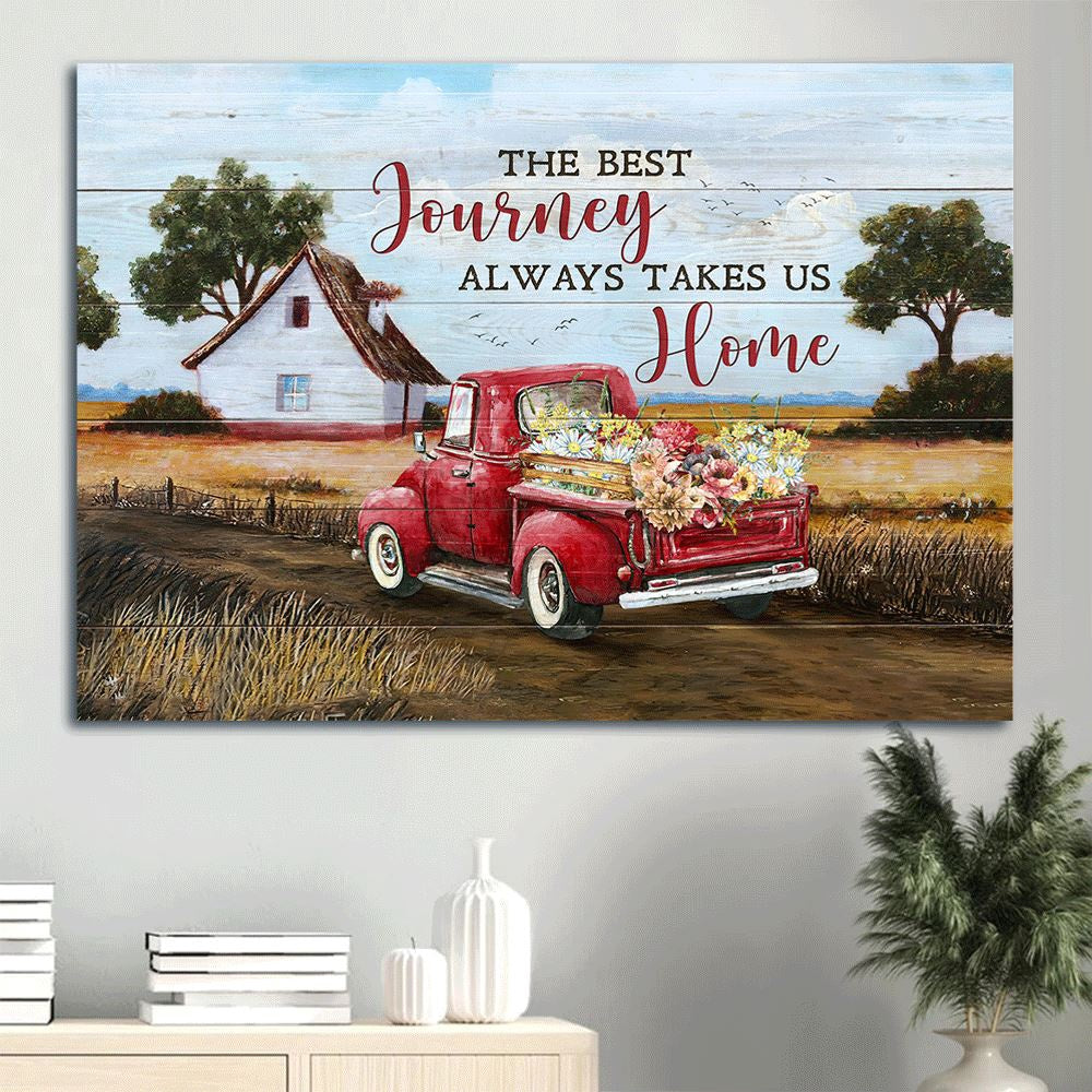 Farm Canvas, Red Truck, Farmhouse Painting, Meadow Drawing Canvas, Farmhouse Canvas, Farm Gift, Farm Home Decor