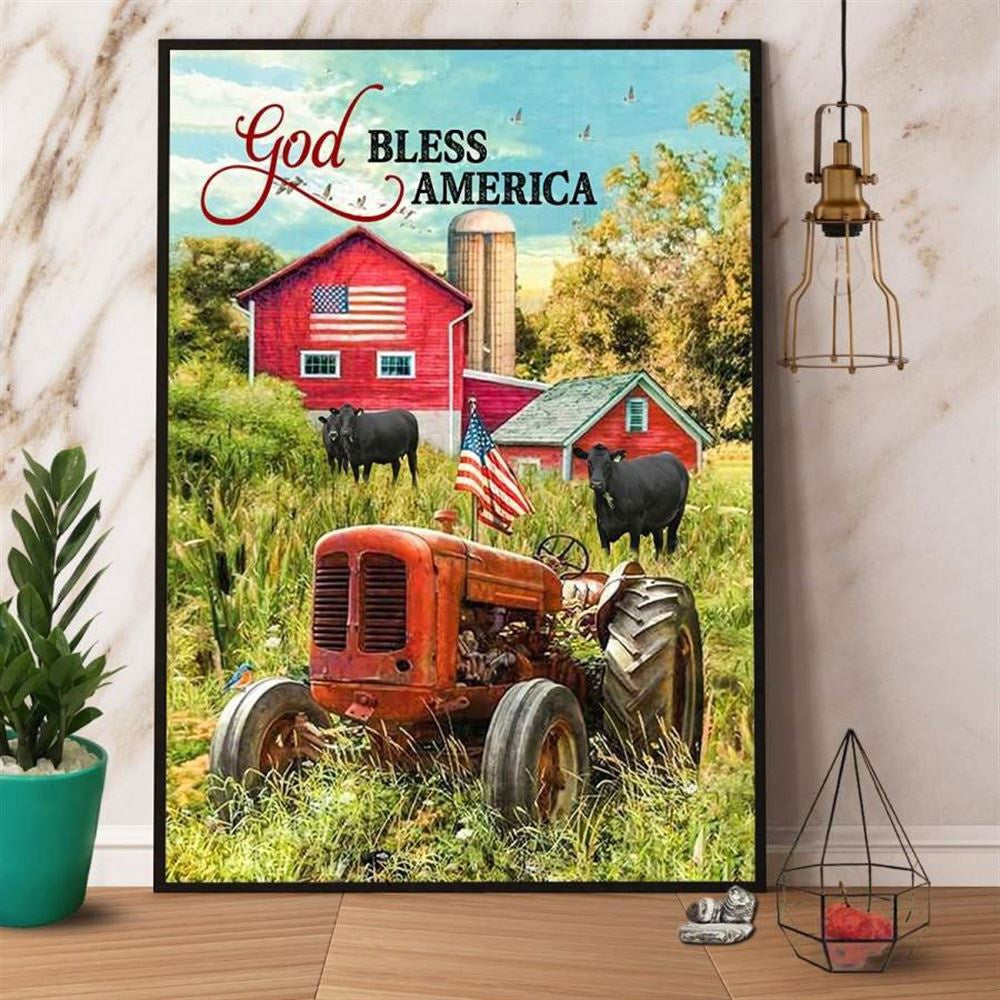 Farm God Bless America Canvas, Farm Canvas, Farm Art Decor