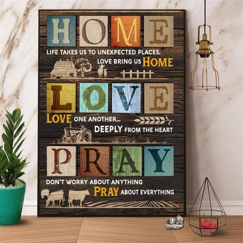 Farm Home Love Pray Canvas, Farm Canvas, Farm Art Decor