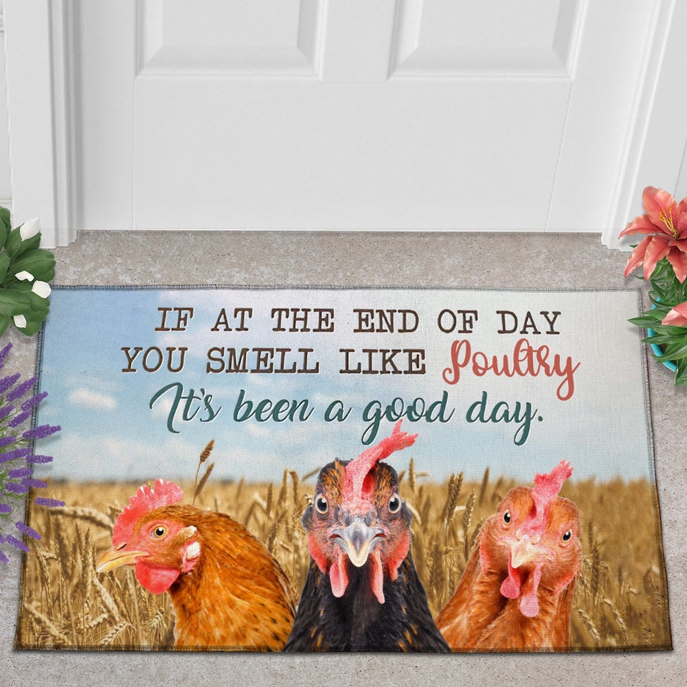 Farm House Door Mat, Chicken Rooster Lover Good Day Doormat, Custom Welcome Mats