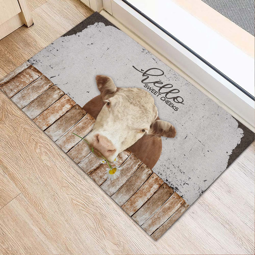 Farm House Door Mat, Hereford Hello Sweet Checks Doormat, Custom Welcome Mats