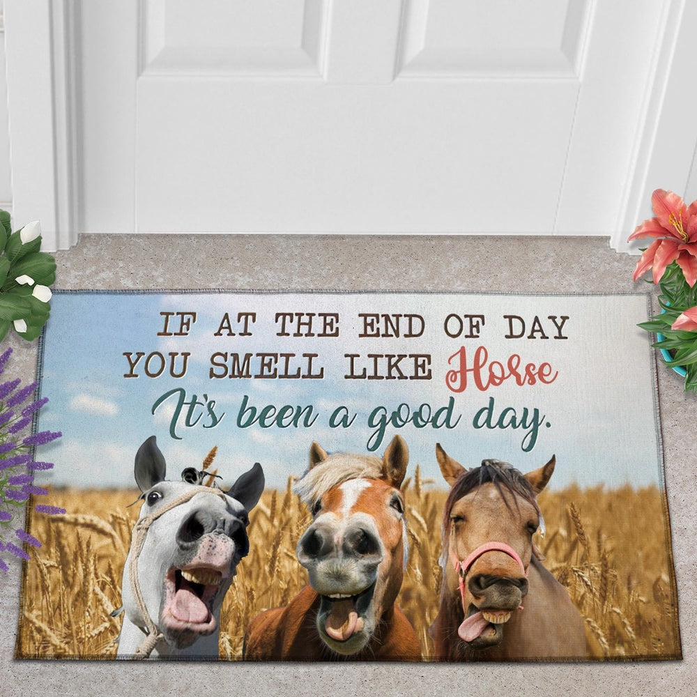 Farm House Door Mat, Horse Lover Good Day Doormat, Custom Welcome Mats