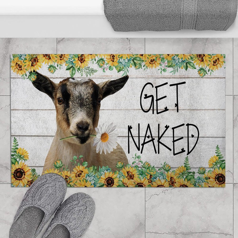 Farm House Door Mat, Pygmy Goat Get Naked Doormat, Custom Welcome Mats