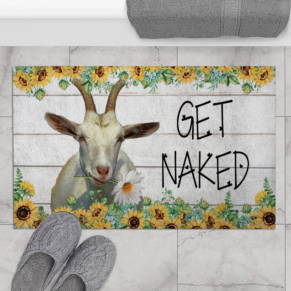 Farm House Door Mat, Saanen Get Naked Doormat, Custom Welcome Mats