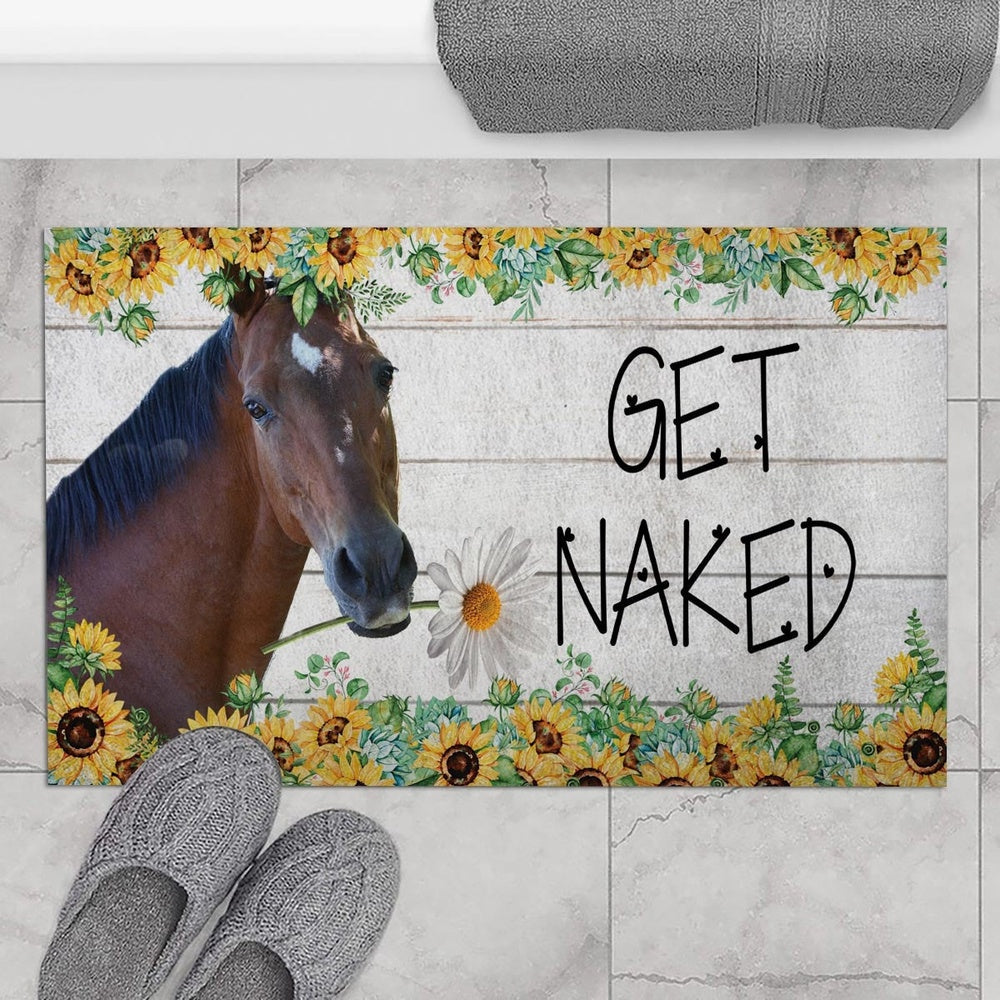 Farm House Door Mat, Thoroughbred Get Naked Doormat, Custom Welcome Mats