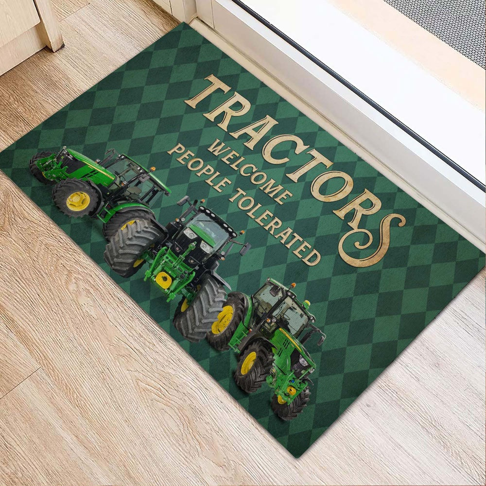 Farm House Door Mat, Tractor Welcome People Tolerated Doormat, Custom Welcome Mats
