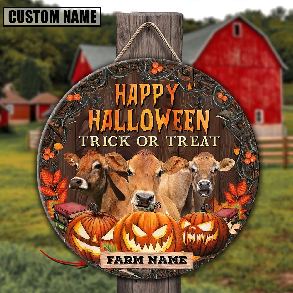 Farm Name Jersey Happy Halloween Wooden Sign, Farm Wood Sign, Farm House Wood Signs