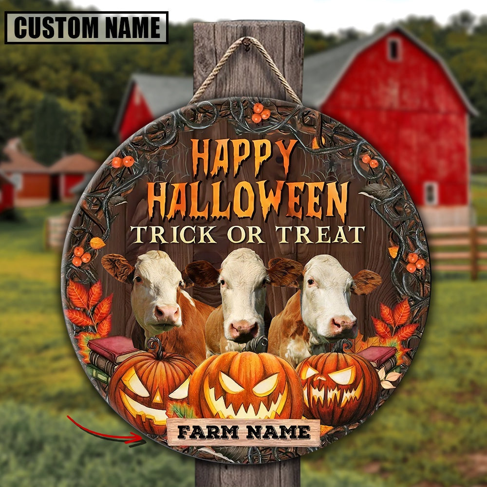 Farm Name Simmental Happy Halloween Wooden Sign, Farm Wood Sign, Farm House Wood Signs