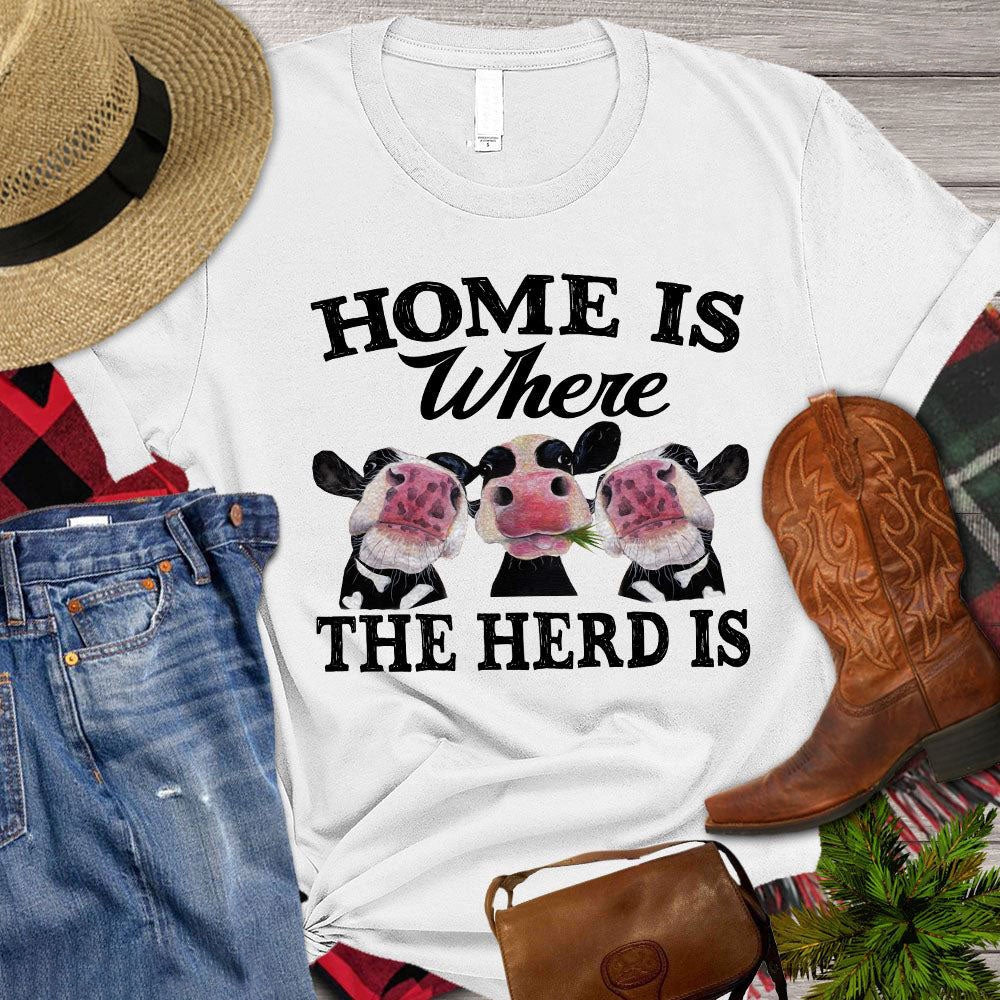 Farm T Shirt, Home Is Where The Herd Is T Shirt, Farm Shirts, Funny Farm Shirts