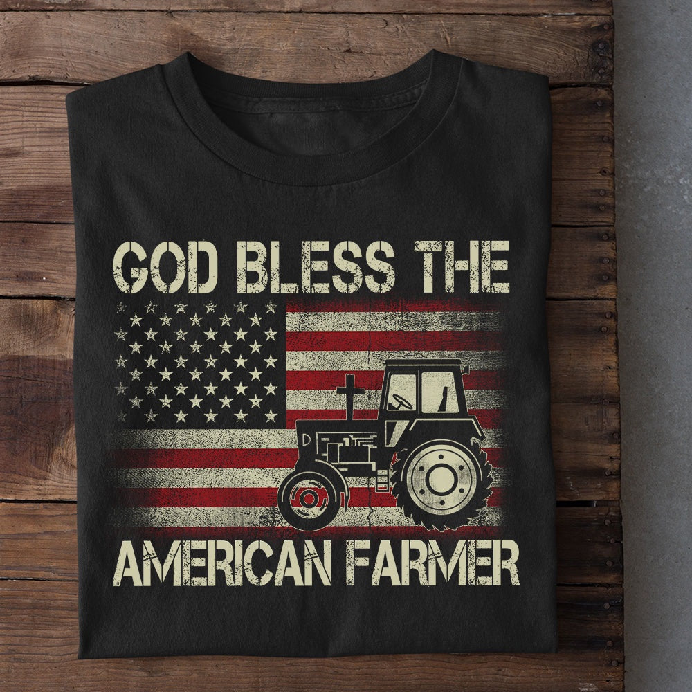 Farm T Shirt, July 4th God Bless The American Farmer T Shirt, Farm Shirts, Funny Farm Shirts