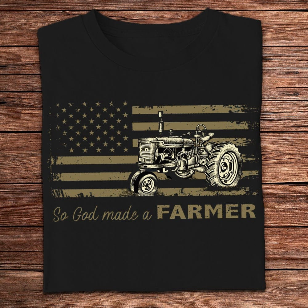 Farm T Shirt, So God Made A Farmer American Flag T Shirts, Farm Shirts, Funny Farm Shirts
