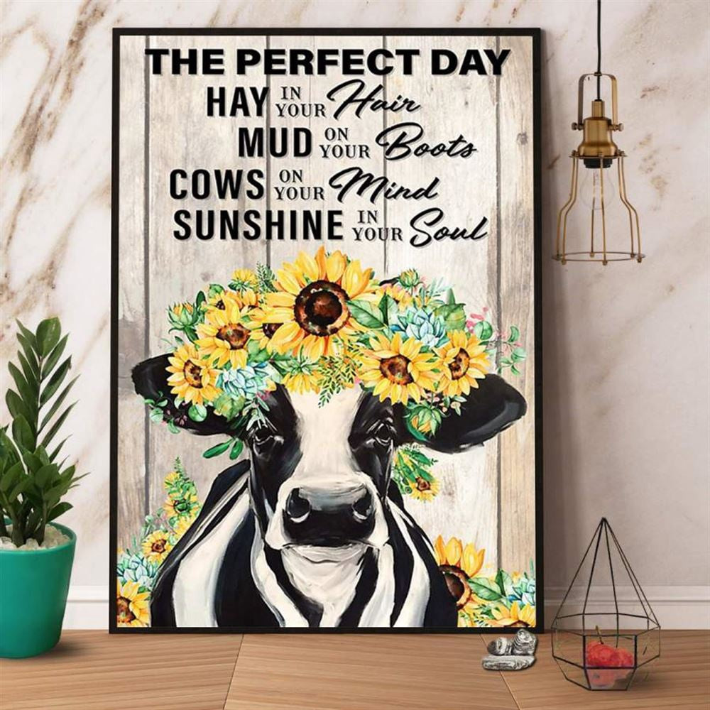 Farmer Cow The Perfect Day Canvas, Farm Canvas, Farm Art Decor