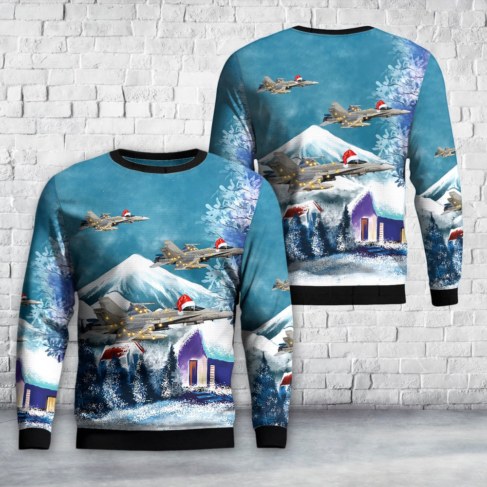 Finnish Air Force Ilmavoimat McDonnell Douglas F-18C Hornet Christmas Sweater, Christmas Ugly Sweater, Sweater Xmas, Ugly Sweater
