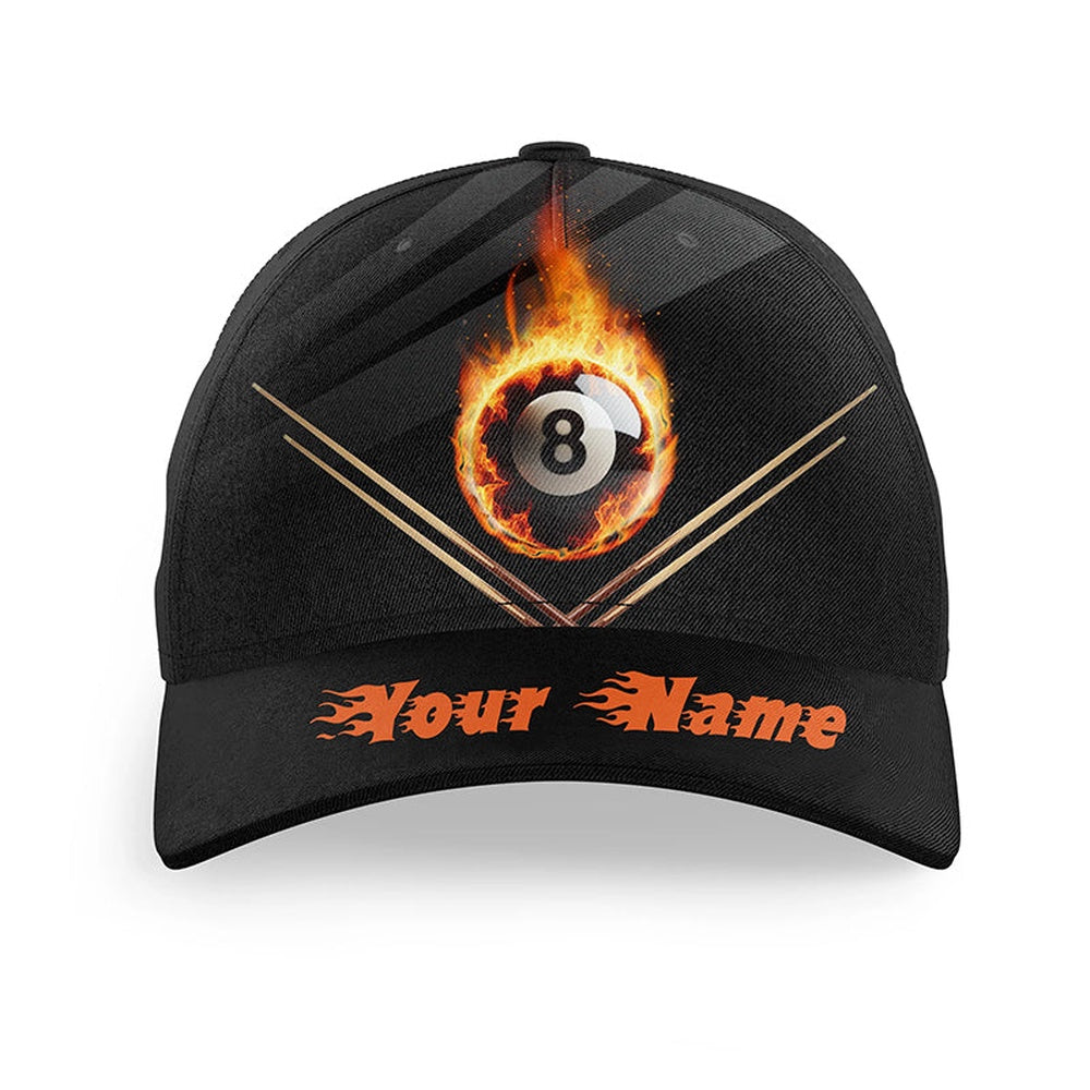 Flame 8 Ball Billiards Hat For Pool Players Top Hat Billiards Custom Billiard Gilf Ideas, Personalized Billiard Team Cap Hats