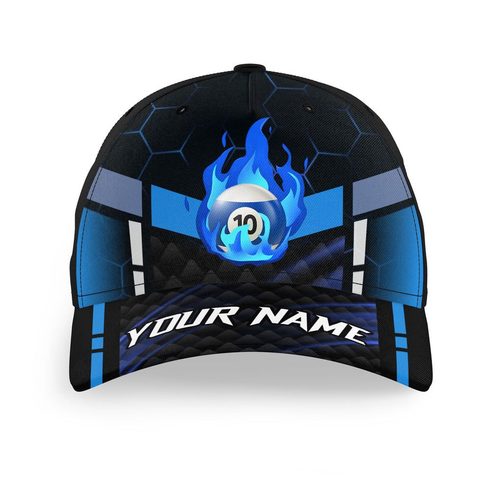 Flame Blue 10 Ball Pool Billiards Hats For Pool Players Custom Name Top Hat Billiards, Personalized Billiard Team Cap Hats