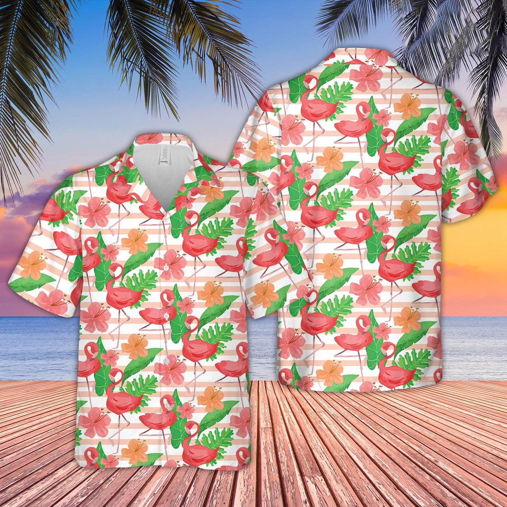 Flamingo Pattern Hawaiian Shirt, Farm Hawaiian Shirt, Farmer Hawaii