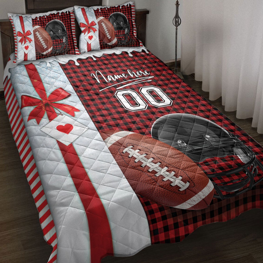 Football Santa Hat Withmas Bedding Set, Custom Bedding Set, Christmas Beddings, Xmas Bedding Sets