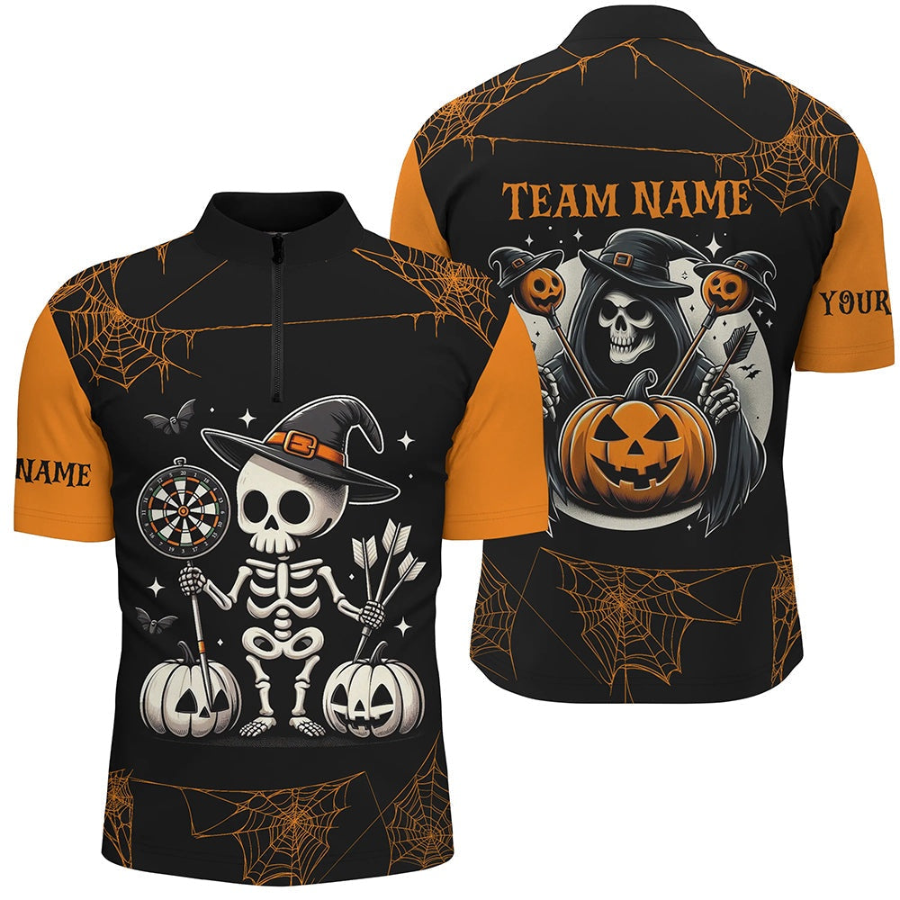 Funny Skeleton Halloween Darts Shirts For Men Custom Halloween Shirts Gifts For Darts Playe, Darts Team Jersey Shirt