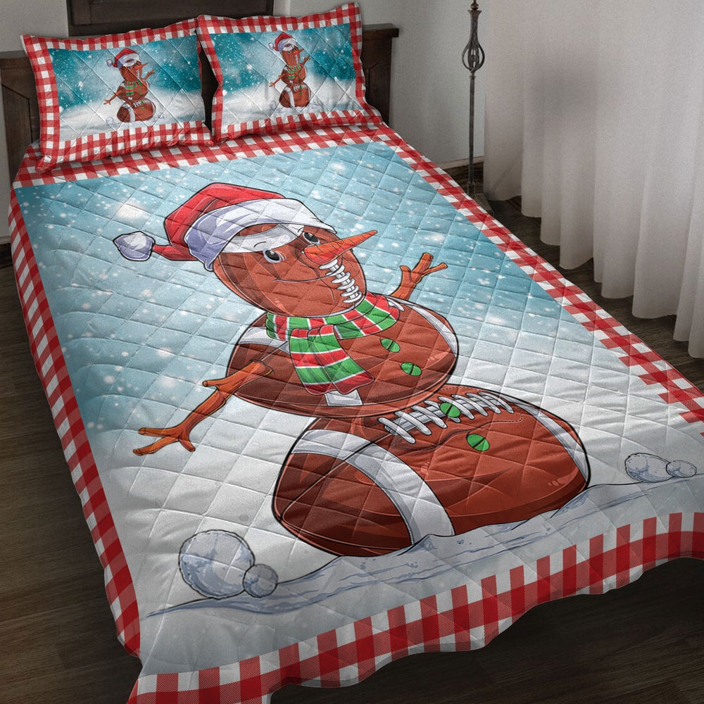 Funnymas American Football Balls Santa Snowman Bedding Set, Christmas Beddings, Xmas Bedding Sets
