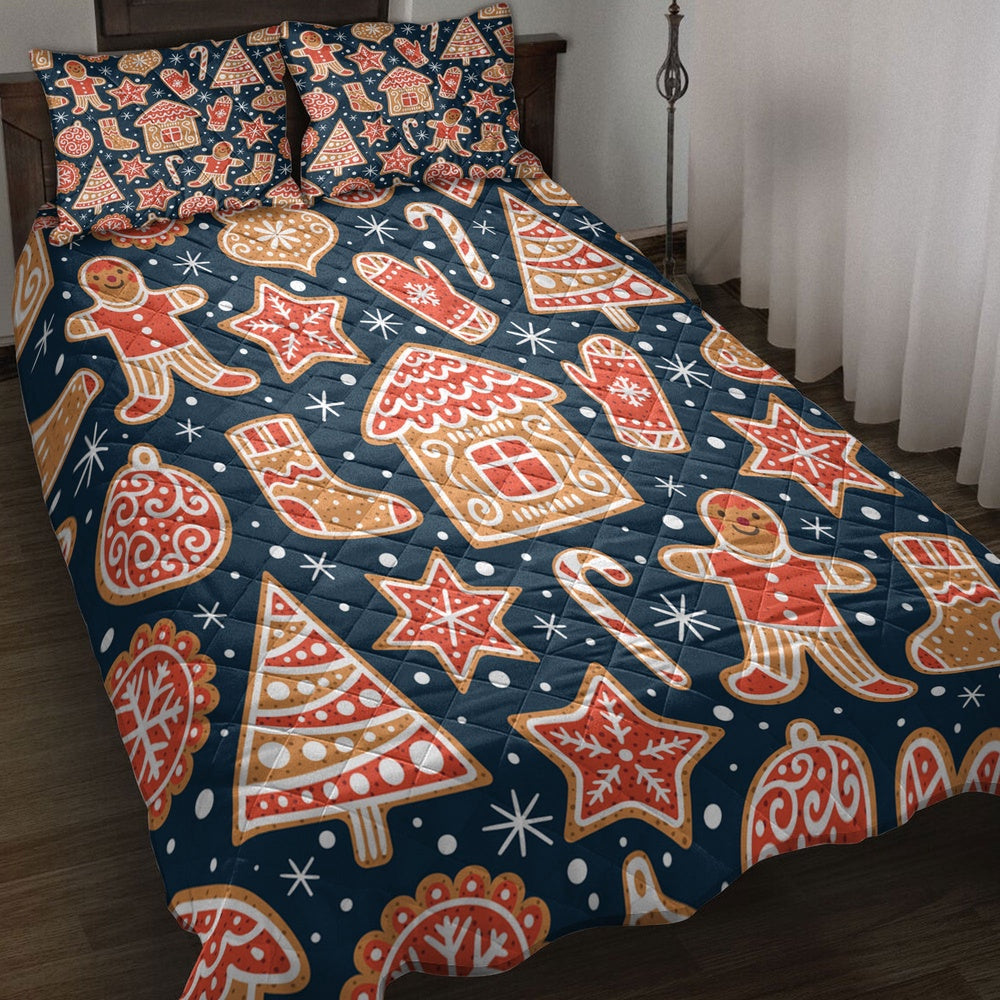 Gingerbread Cookiesmas Tree Star Snowflakemas Bedding Set, Christmas Beddings, Xmas Bedding Sets