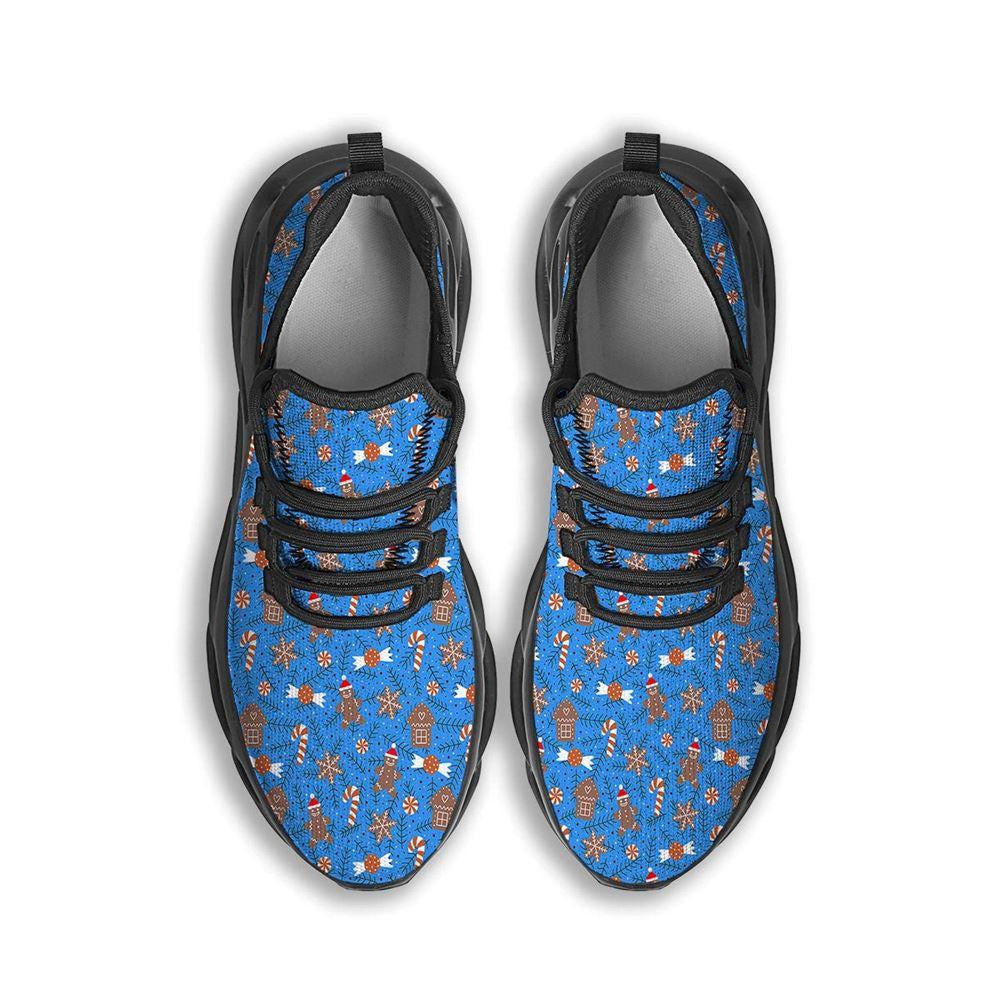 Gingerbread Man Christmas Print Pattern Black Max Soul Shoes, Christmas Sneakers, Christmas Shoes, Christmas Clunky Sneaker