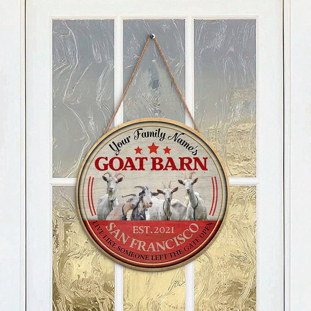 Goat Live Like Someone Left The Gate Open Custom Happy Halloween Wooden Sign, Farm Wood Sign, Farm House Wood Signs