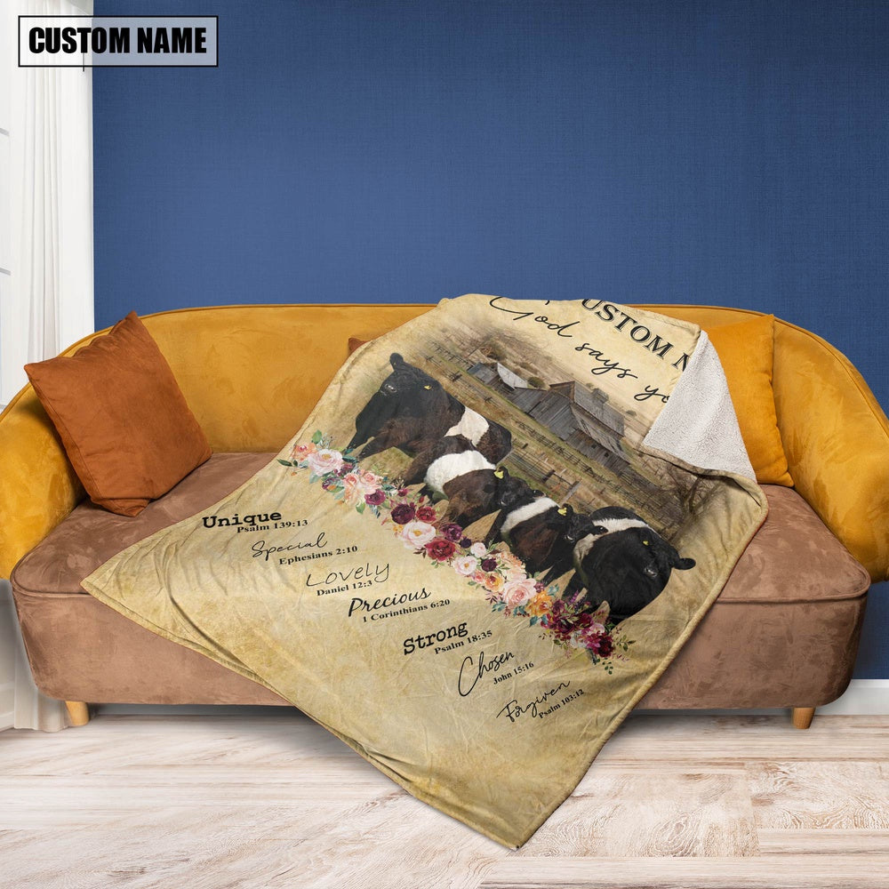 God Says You Are Personalized Name Charolais No Horn Blanket, Farm Blanket, Farm Animal Blanket