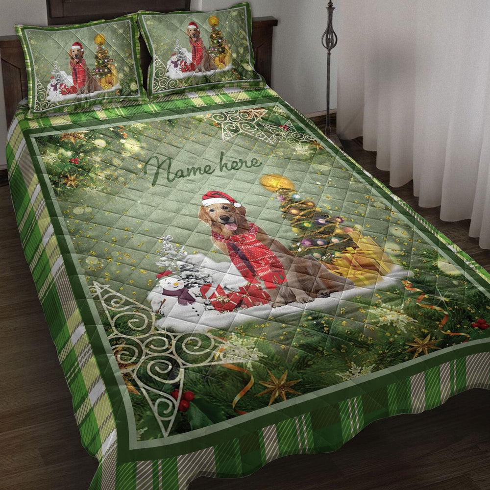 Golden Retrievermas String Lights Bedding Set, Christmas Beddings, Xmas Bedding Sets