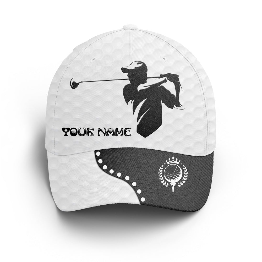 Golfer Hat Custom Name Black & White Golf Hats Unisex Baseball Mens Golf Hats, Golf Baseball Cap