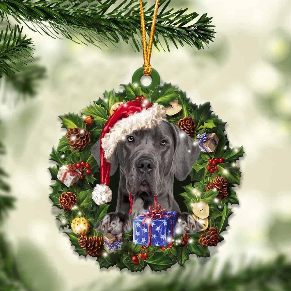 Great Dane And Christmas Ornament, Acrylic Dog Ornament, Gifts For Dog Lovers
