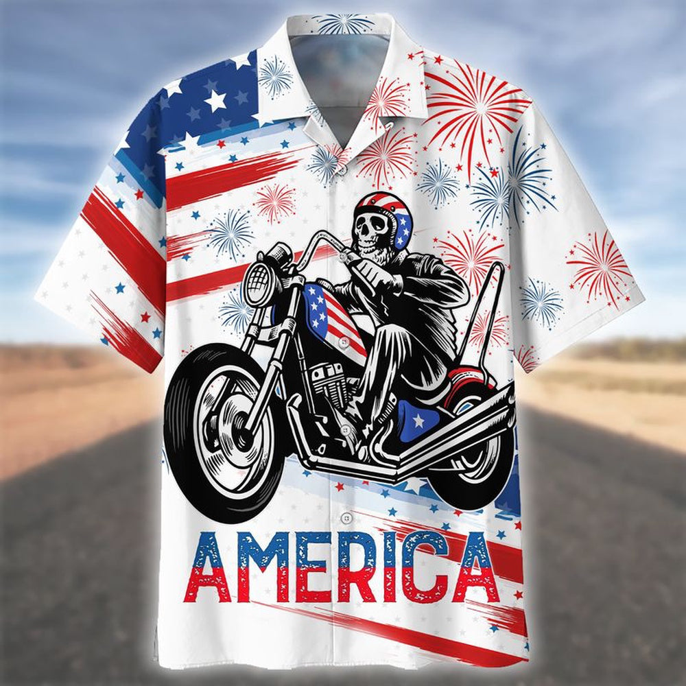 Happy Independence Day Ghost Rider Hawaiian Shirt, Farm Hawaiian Shirt, Farmer Hawaii