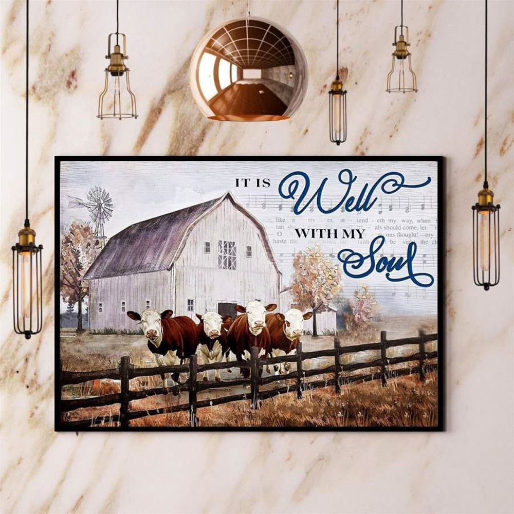 Hereford Farm It Is Well With My Soul Canvas, Farm Canvas, Farm Gift, Farm Home Decor