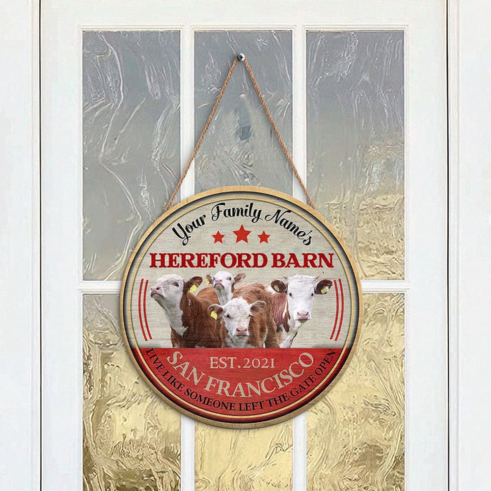 Hereford Live Like Someone Left The Gate Open Custom Happy Halloween Wooden Sign, Farm Wood Sign, Farm House Wood Signs