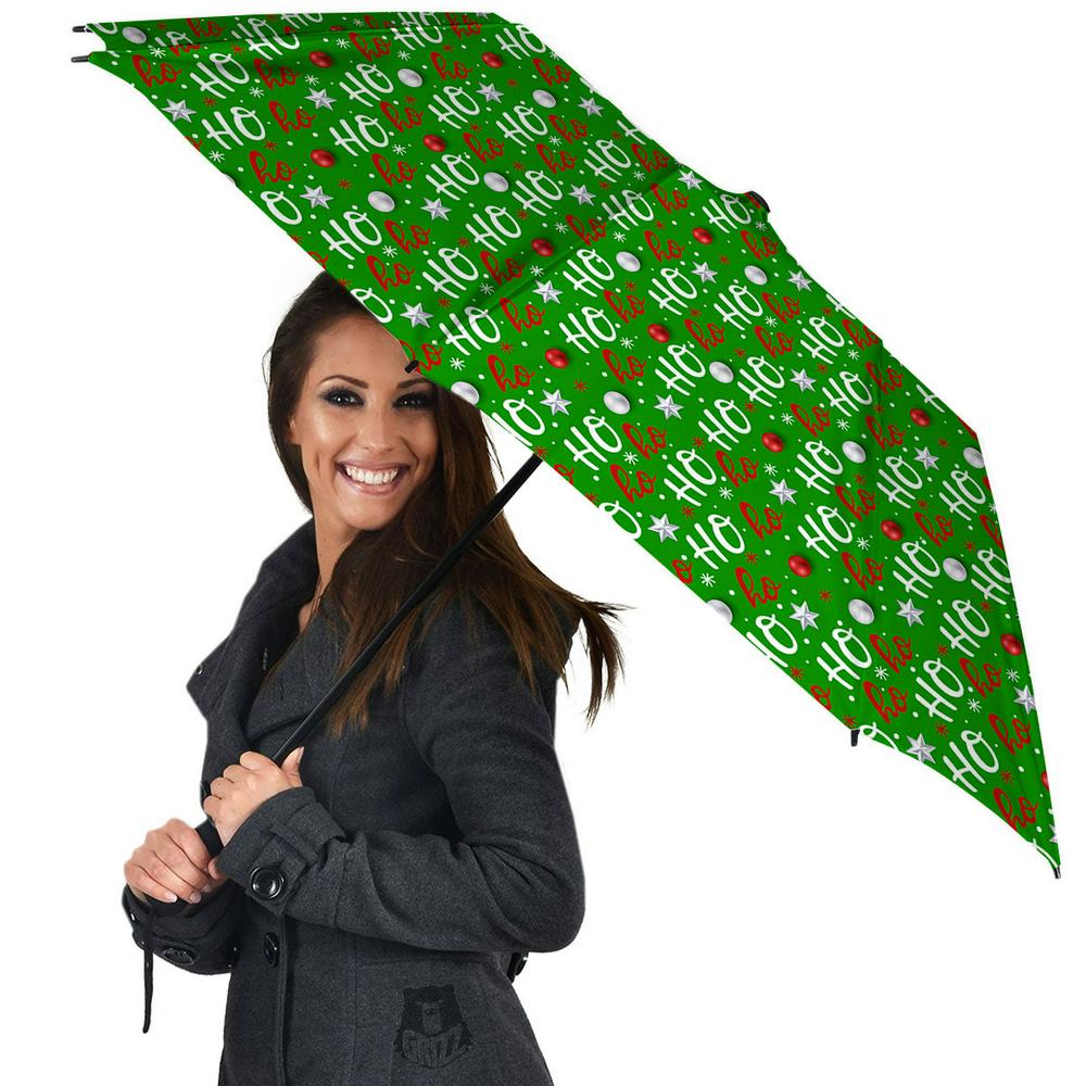 Ho Ho Christmas Santa Print Pattern Umbrella, Christmas Umbrella, Xmas Umbrella
