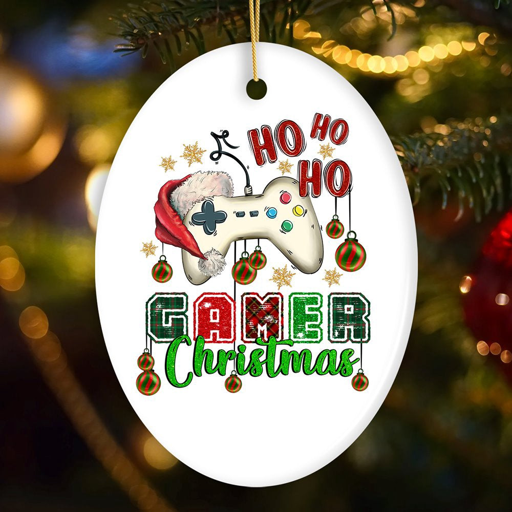 Ho Ho Ho Gamer Christmas Ornament, Video Game Lover Holiday Gift, Christmas Ornament