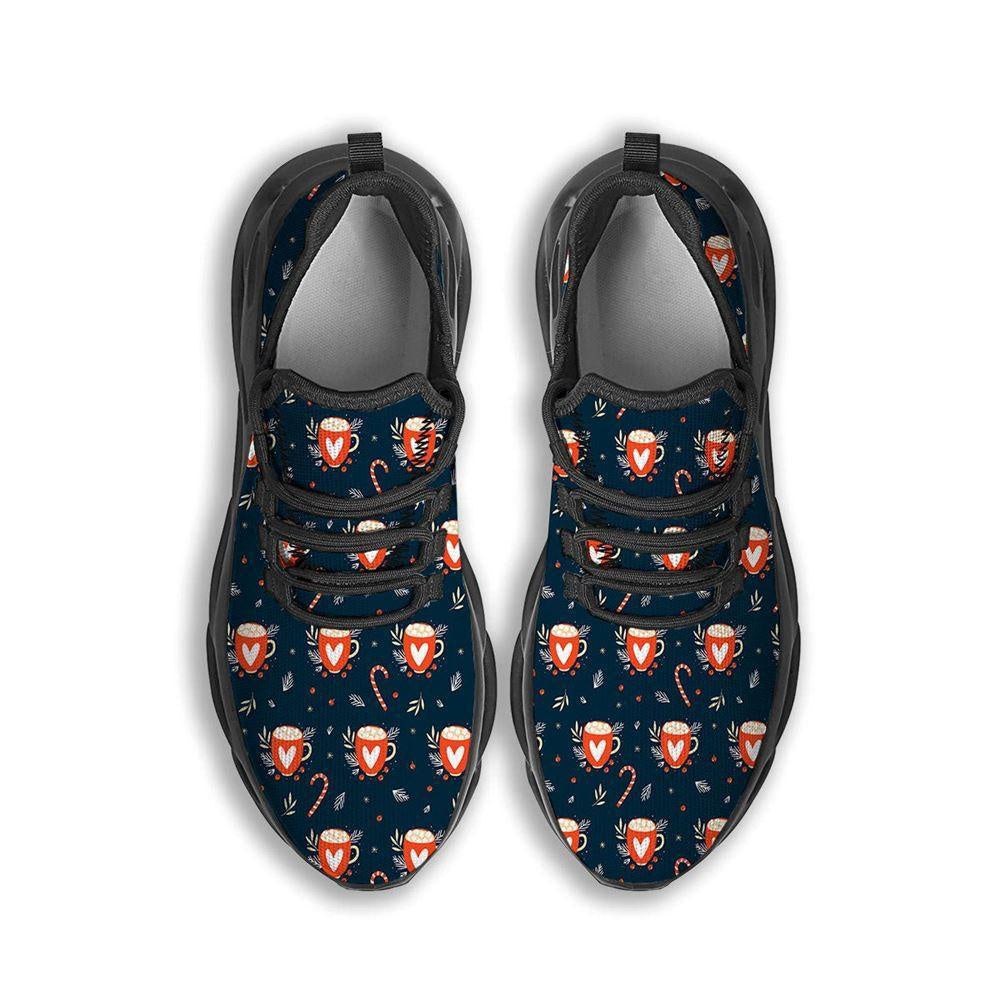 Holiday Christmas Cup Print Pattern Black Max Soul Shoes, Christmas Sneakers, Christmas Shoes, Christmas Clunky Sneaker