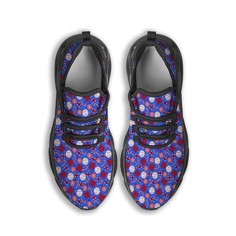 Holiday Elements Christmas Print Pattern Black Max Soul Shoes, Christmas Sneakers, Christmas Shoes, Christmas Clunky Sneaker
