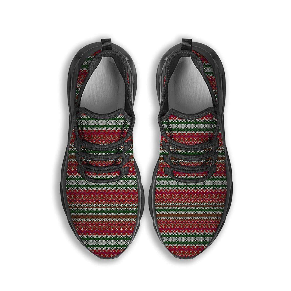 Holiday Knitted Christmas Print Pattern Black Max Soul Shoes, Christmas Sneakers, Christmas Shoes, Christmas Clunky Sneaker