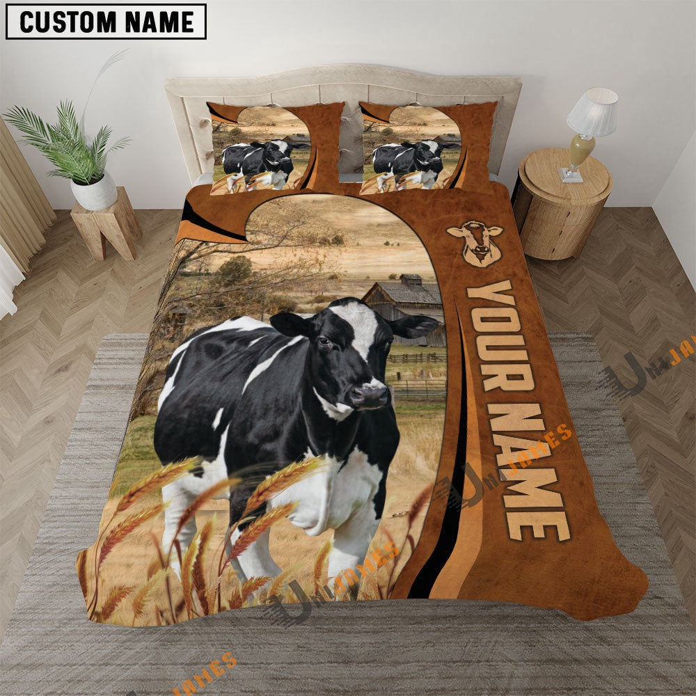 Holstein Premium Brown Pattern Bedding Set, Farm Bedding Set, Farmhouse Bedding Set