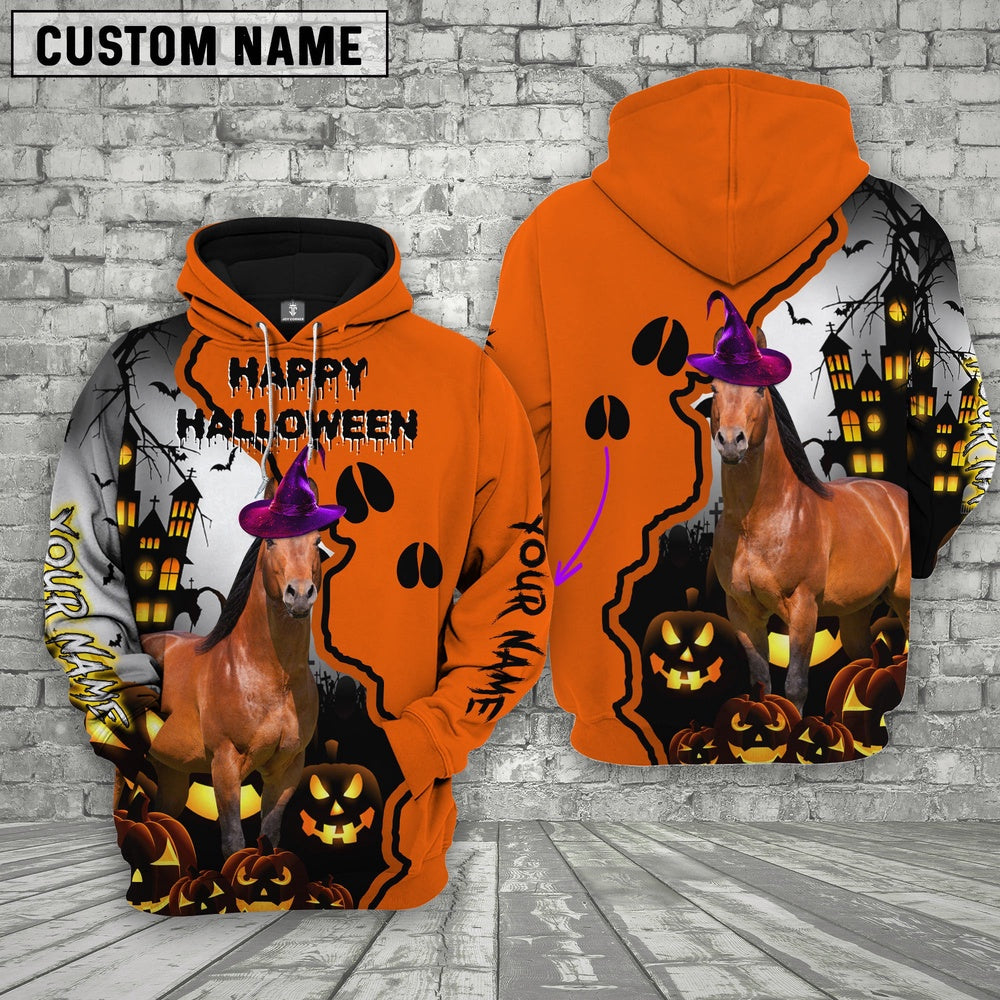 Horse Castle Footprint Halloween Pattern 3D Hoodie, Farmer Hoodie, Farm Themed Shirts, Farm Tee Shirts
