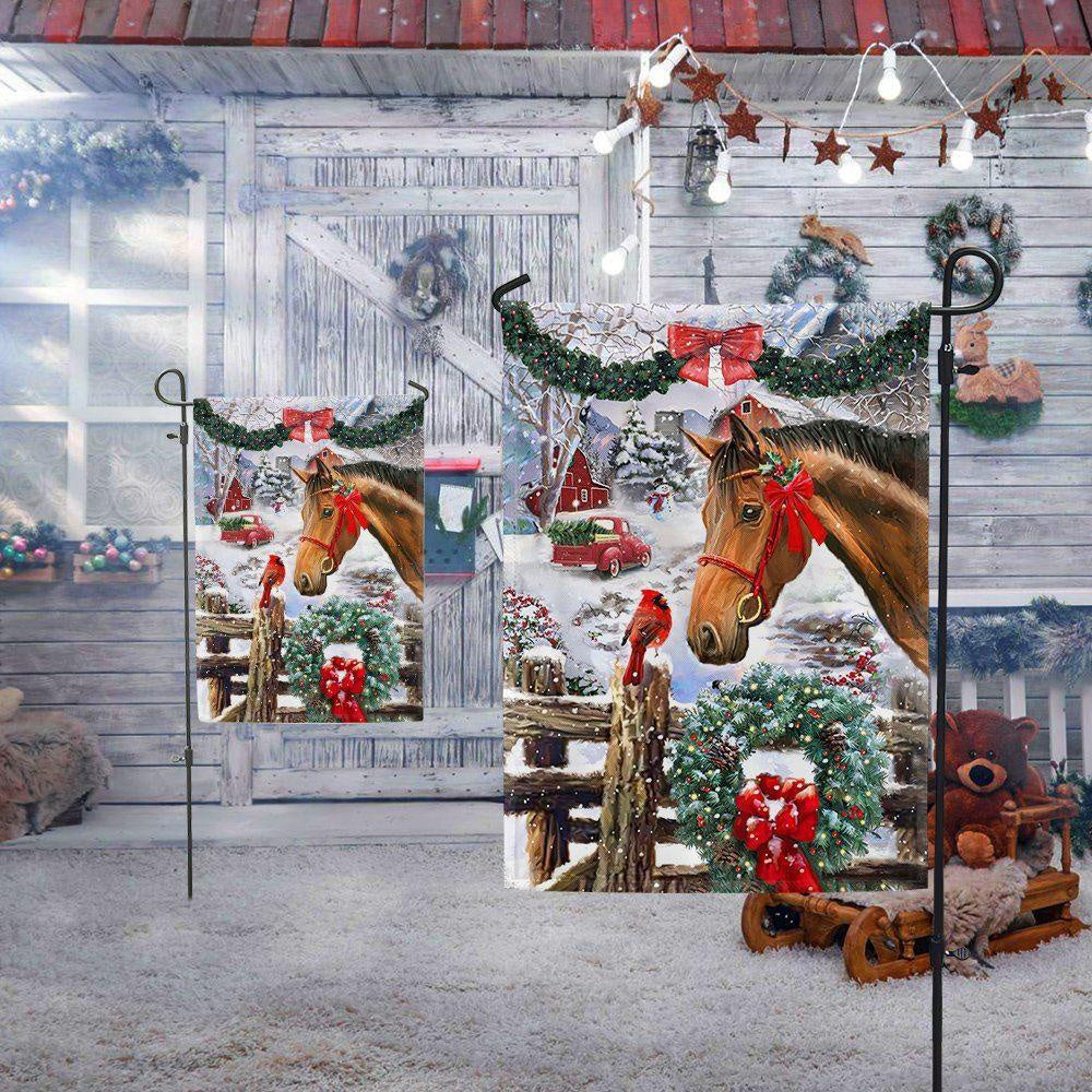 Horse Flag Christmas Snow Flag, Christmas Outdoor Decor Decoration